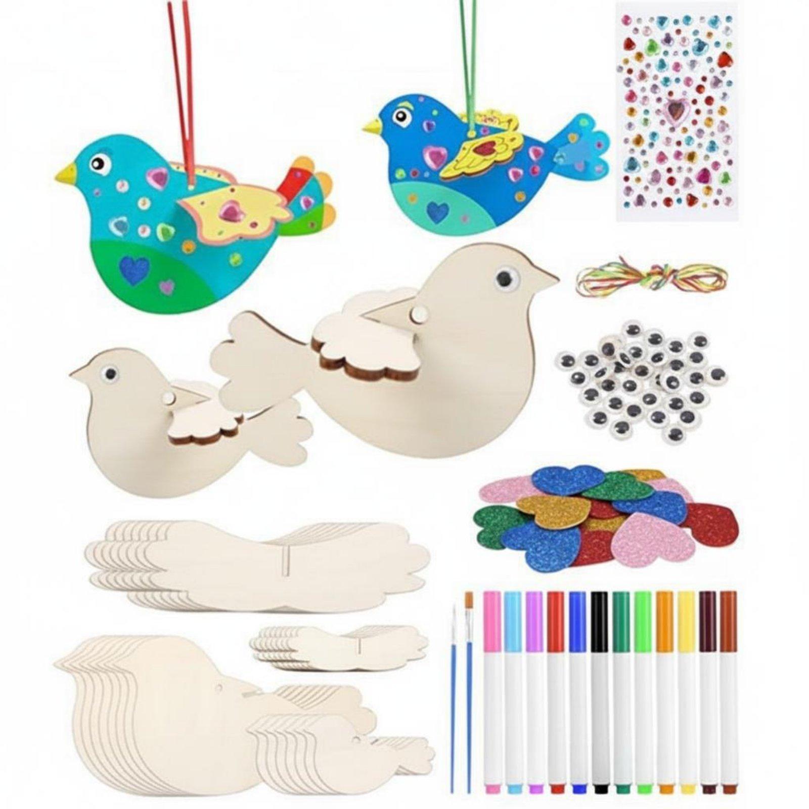 Kids Education Fun - Wooden Bird Ornament DIY Craft Kit