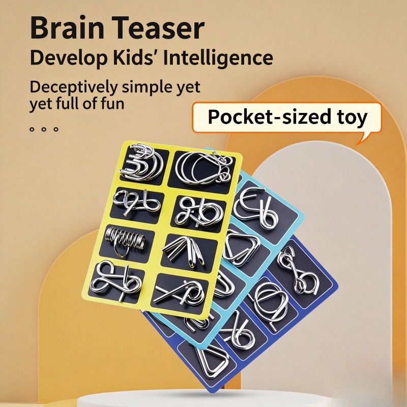 8 Pieces Metal Puzzle Set Clas - Game Educational For Kids Free review and price