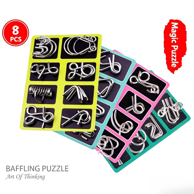8 Pieces Metal Puzzle Set Clas - Game Educational For Kids Free review and price