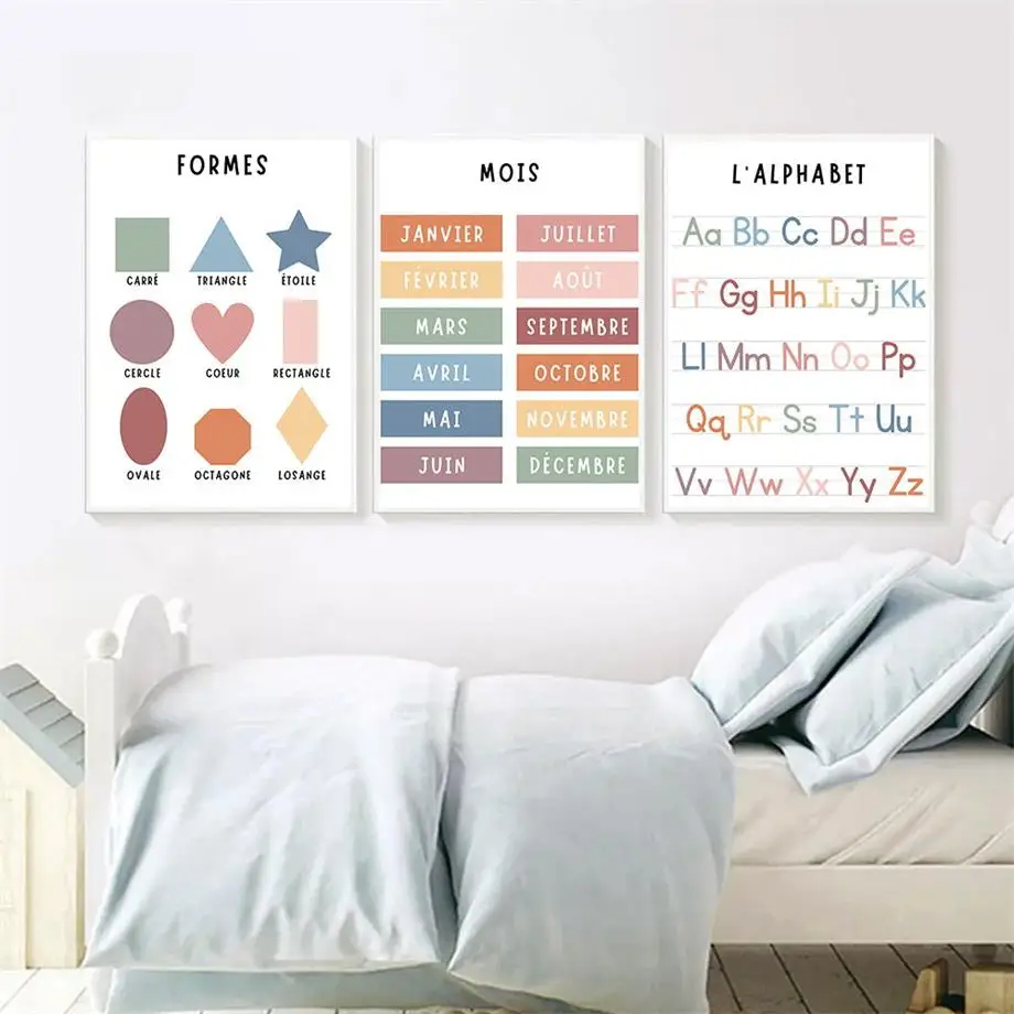 English French Number Alphabet - Kids Educational Poster review and price