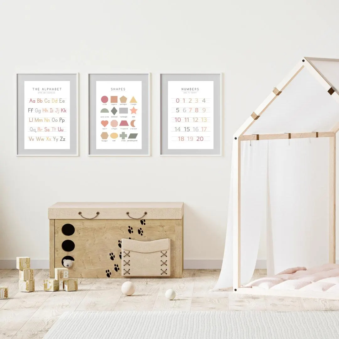 3pcs Gender-Neutral Alphabet a - Kids Educational Poster review and price
