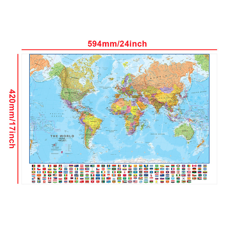 A2 Map of The World 59*42cm wi - Kids Educational Poster review and price