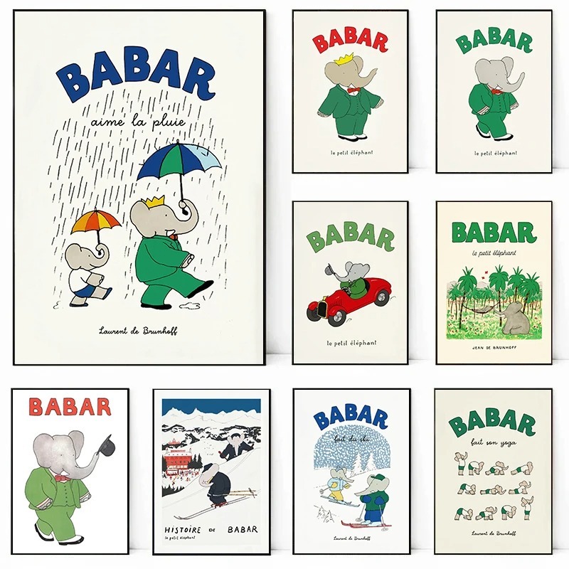 Elephant Babar France Fairy Ta - Kids Educational Poster review and price